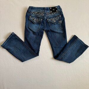 Miss Me Jeans Women's Size 28 Blue Boot Cut Embellished Pockets Rhinestones